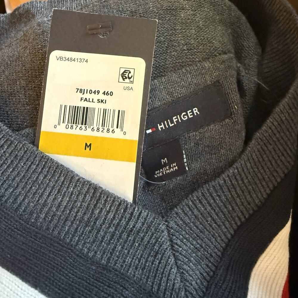 Tommy Hilfiger Sweater Mens Medium Blue Pullover Layering Classic Varsity - Picture 8 of 9